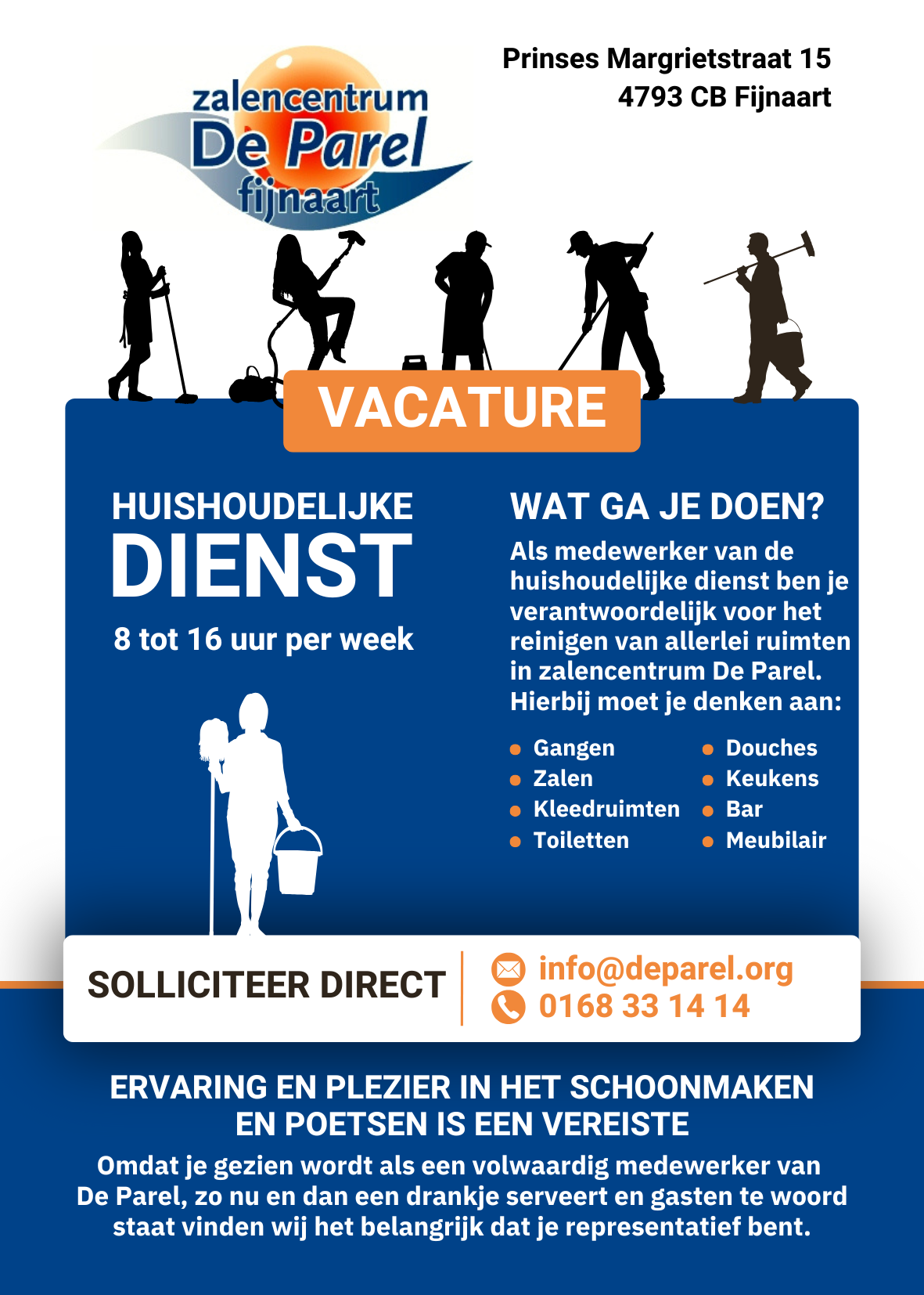 Vacature Enthousiaste Medewerker huishoudelijke dienst